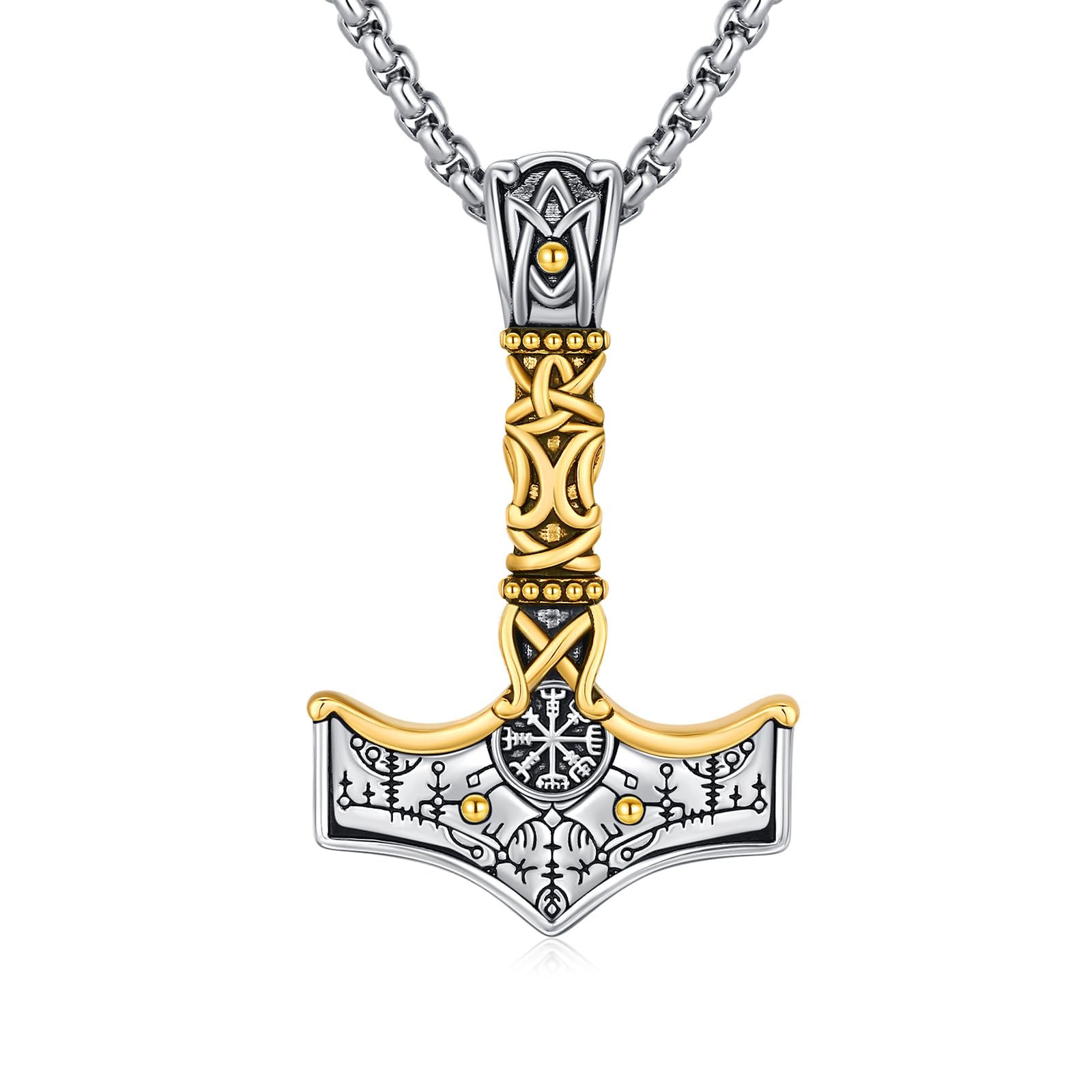 Mjölnir naszyjnik z młotkiem Thora, srebro wysokiej próby 925, łańcuszek z wisiorkiem w kształcie młota Thora, amulet celtycki, biżuteria dla mężczyzn, uniseks