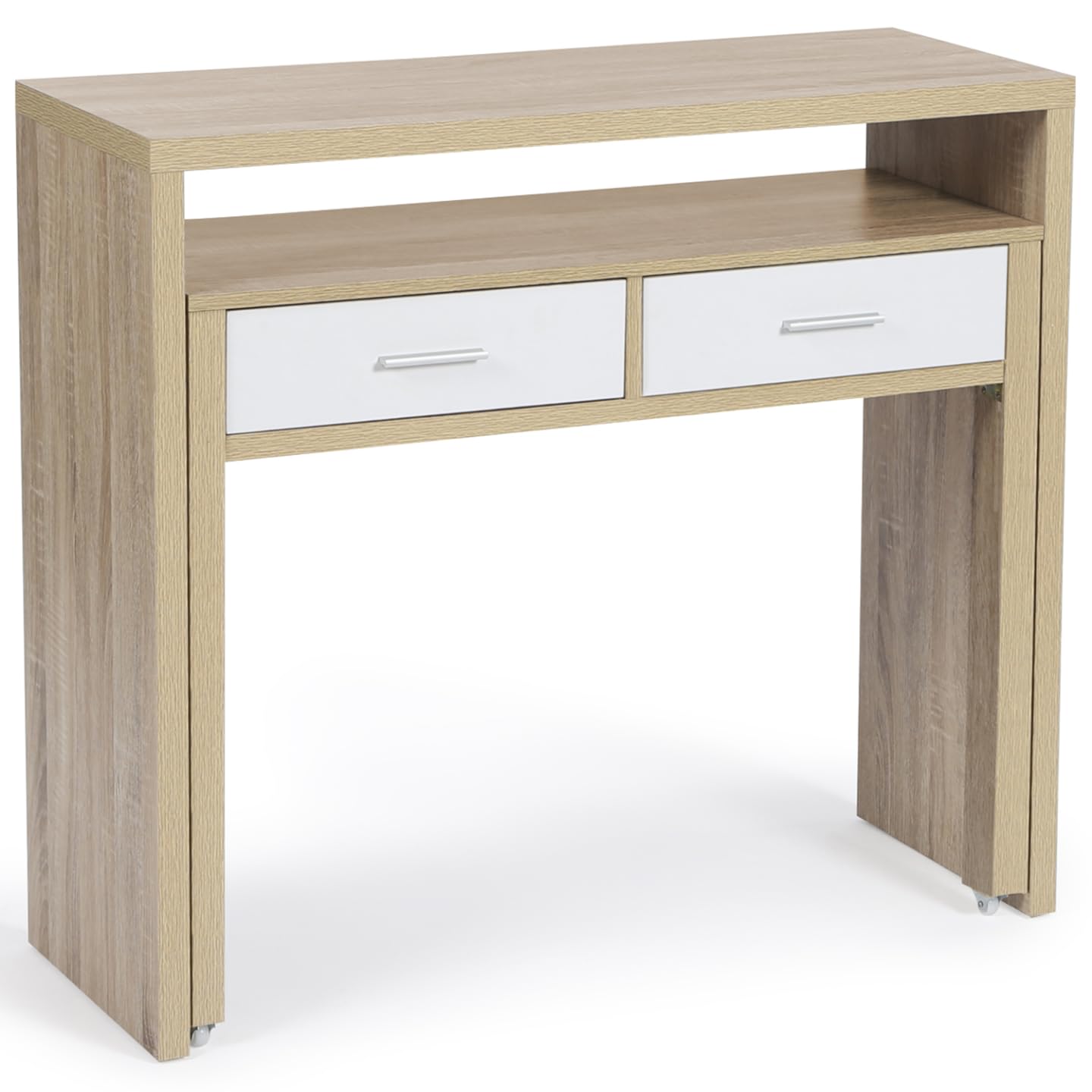 IDMarket - Bureau Extensible Max façon hêtre et Blanc