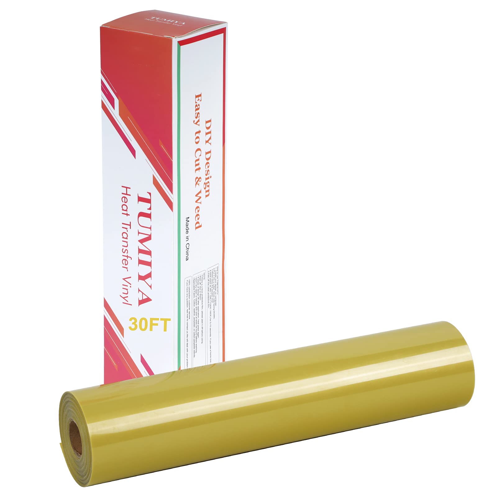 TUMIYA HTV - Rollos de vinilo de transferencia de calor, vinilo HTV de 12 pulgadas x 30 pies, vinilo dorado para planchar, diseño de bricolaje para camiseta (dorado)