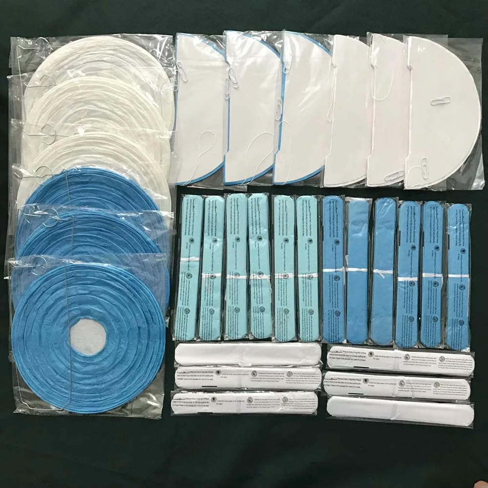 Juego de 30 farolillos de Papel Azul y Blanco para decoración de Festivales y Fiestas, de 6, 8, 10 y 12 Pulgadas, para Bautizo de bebé, Fiesta de cumpleaños, Pompones Colgantes
