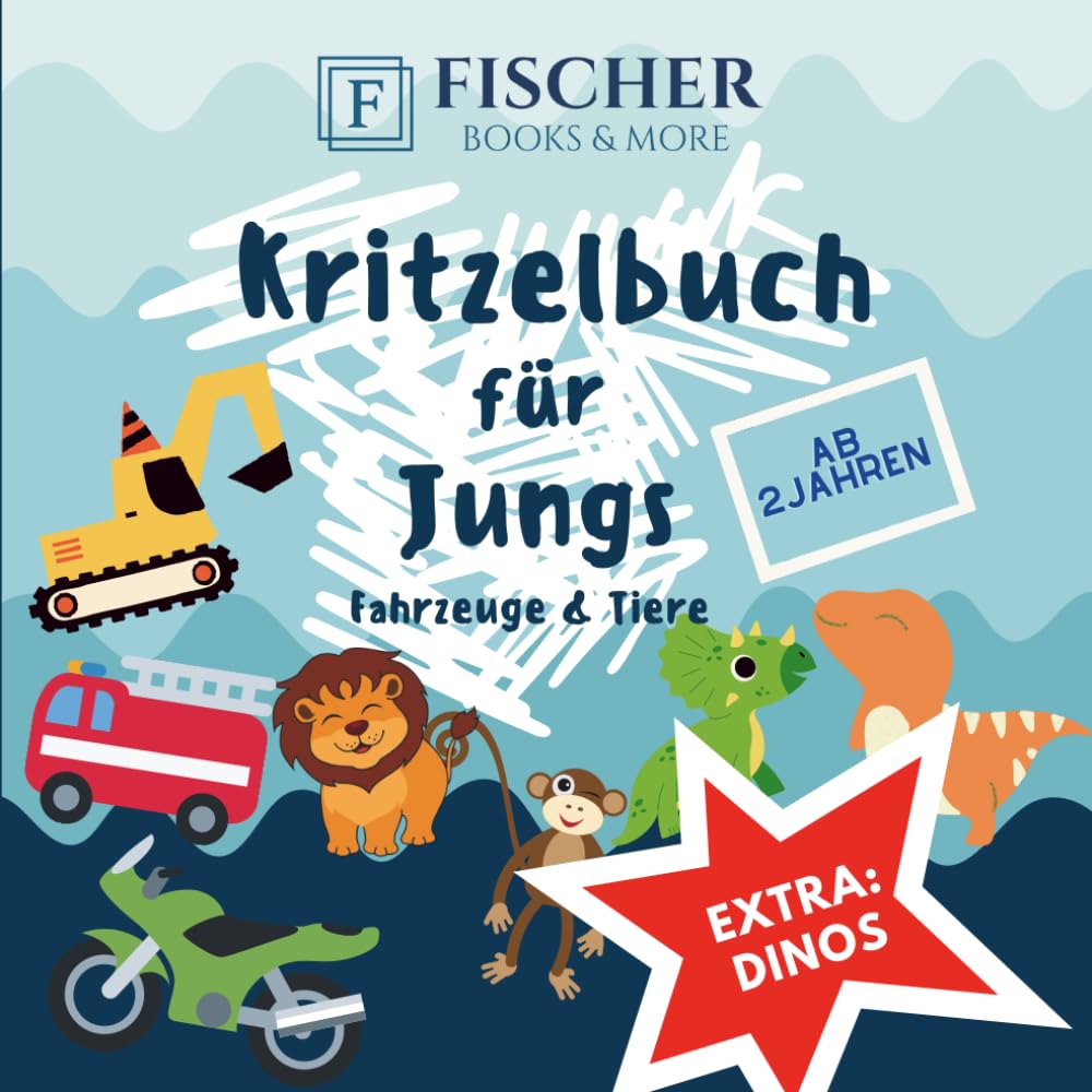 Kritzelbuch für Jungs ab 2 Jahren - Fahrzeuge & Tiere: Extra - Dinos!
