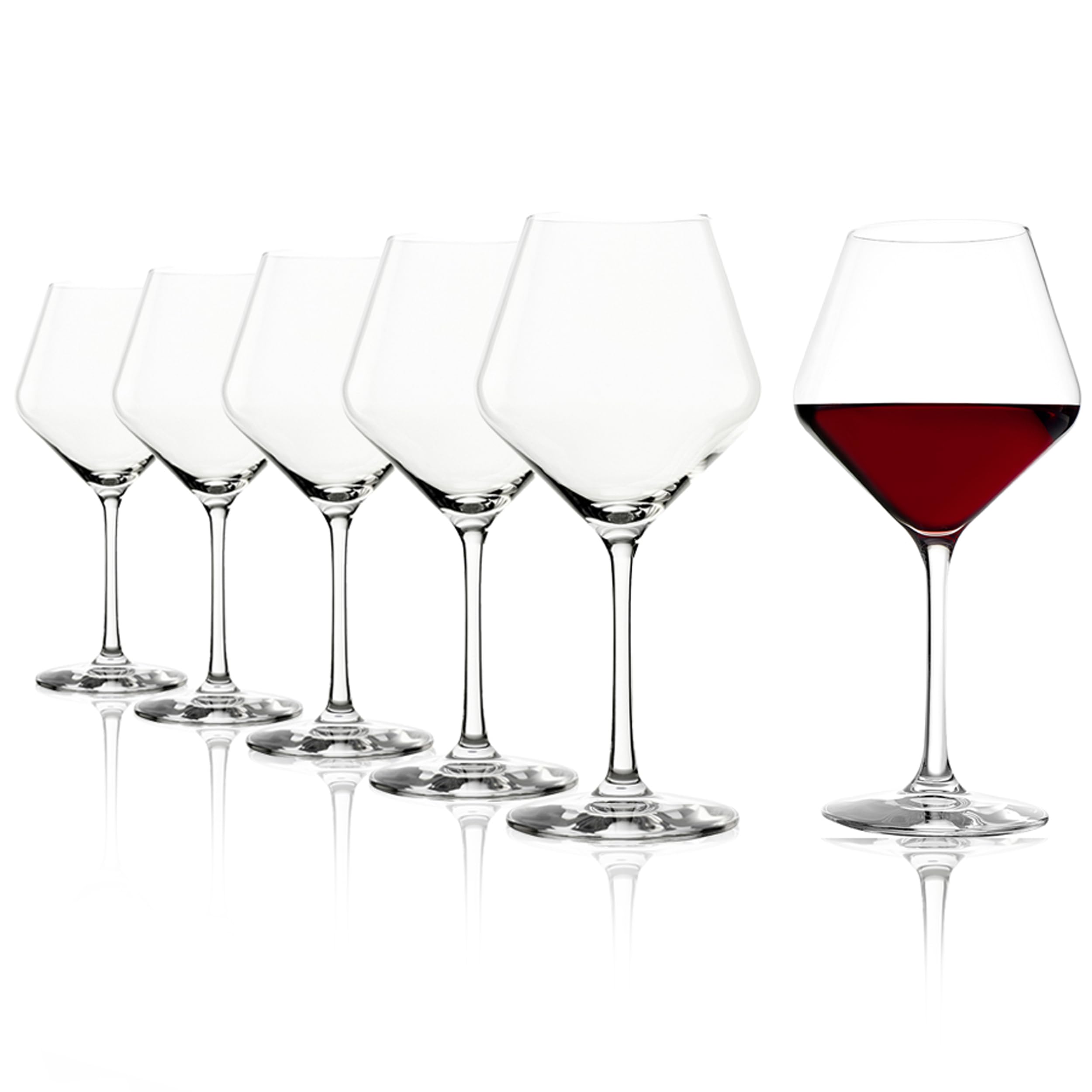 Stölzle Lausitz Burgundy Glasses Revolution Set of 6, 18 ½ oz – Elegant Red Wine Glasses for Burgundy – Premium Crystal Wine Glasses for Maximum Flavor Development – Dishwasher & Break Resistant