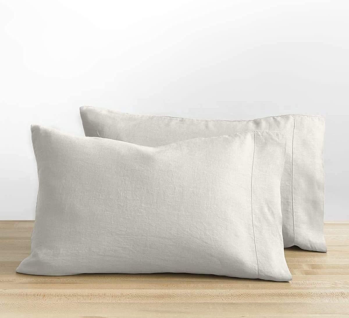 Baloo 100% French Linen Pillowcases – Set of 2 (Oatmeal - 20"x30" - Standard Size) | Cooling, Soft & Durable | Machine Washable & Dryer Safe | Oeko-TEX® Standard 100 Certified