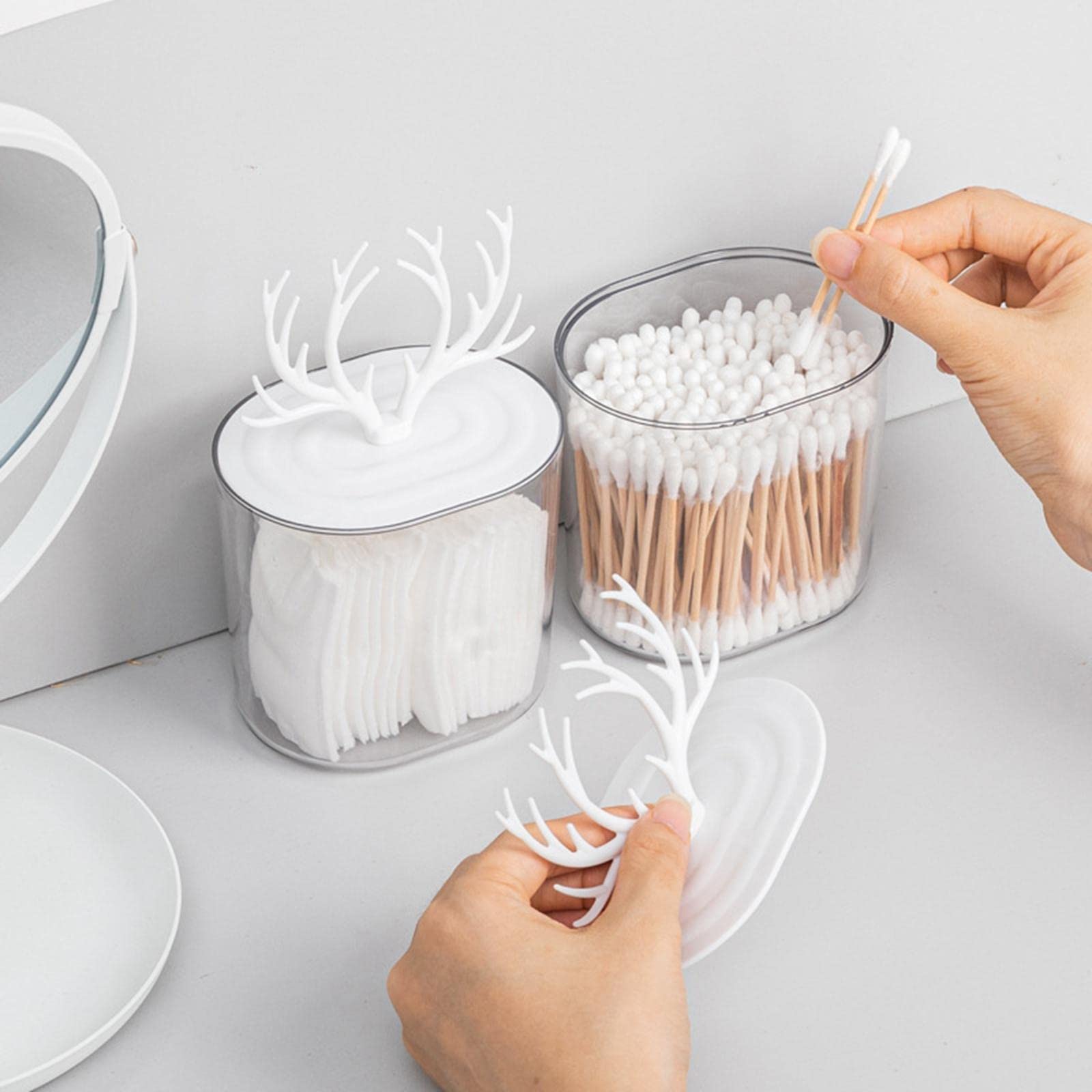 Enakshi® Cotton Swabs Holder with Lid poly for Cotton Round Pads Bathroom Balcony Grey|Health & Beauty | Makeup | Makeup Bags & Cases-image-35