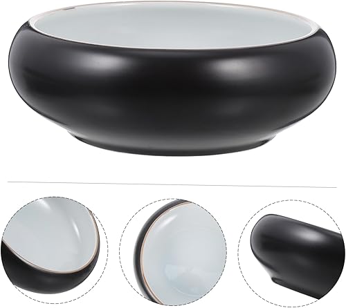 Miniatura 8 de Yardwe Maceta de cerámica redonda de gran diámetro para plantas suculentas de cerámica de cerámica de tazón de fuente de cerámica