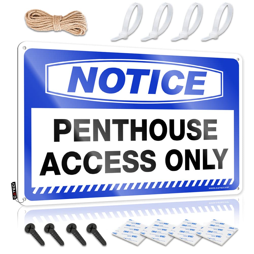 HELIOFORGE Tin Signs For Bar Notice Penthouse Access Only Tin Sign Man Cave Rules Man Cave Sign Decor(30X40CM)