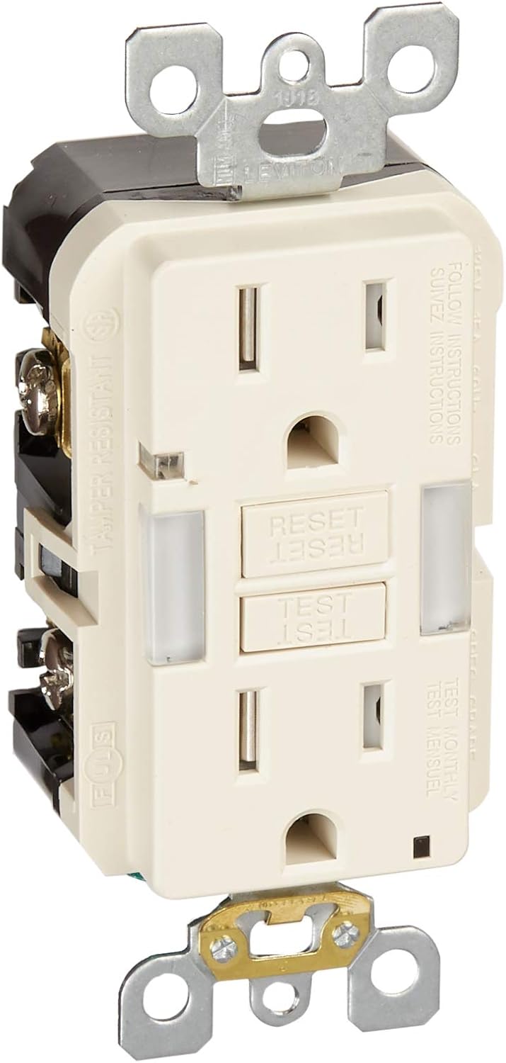 Blасk Frіdау - 60% оƒƒ Leviton GFNL1-T Self-Test SmartlockPro Slim GFCI Tamper-Resistant Receptacle with Guidelight and LED Indicator, 15 Amp, Light Almond