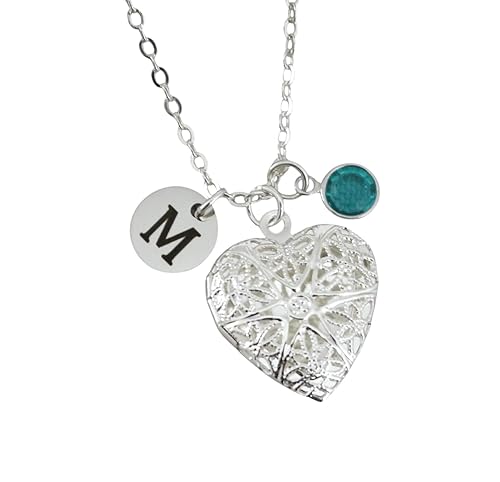 Miniatura 1 de Heart Picture Locket - Personalized Locket Necklace - Initial Necklace - Heart Locket - Silver - Custom - Birthstone Necklace - Unique - Initial Disc