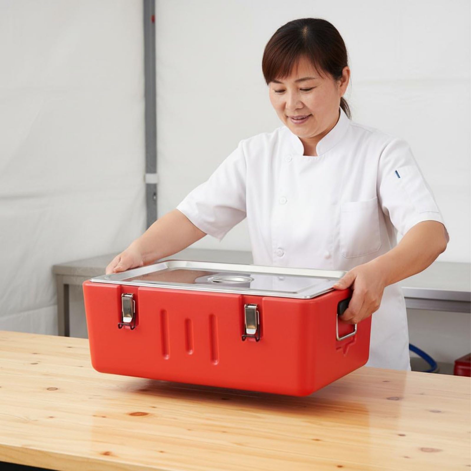 Qianly Contenedor Isotérmico con Bandejas Gran Capacidad Transportador de Alimentos Aislado Nevera Portátil para Vendedores Ambulantes, Restaurantes, Removable 4 Grids