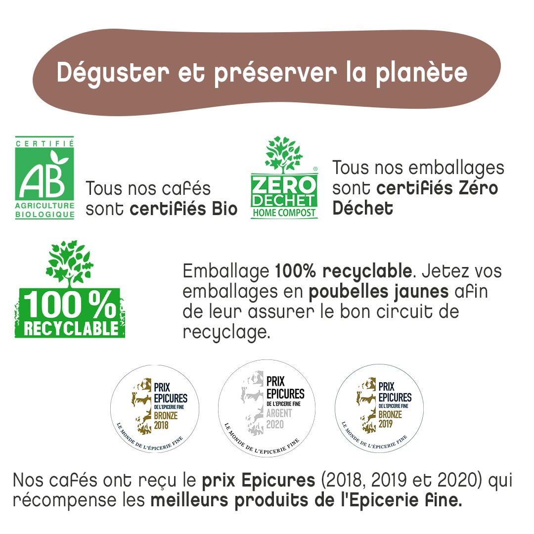TERRAMOKA - 1 KG Café Grains Bio d’excellence - 100% Pur Arabica du Pérou - Fruité, Nuancé et Racé - Sachet 100% Recyclable - Monsieur Albert - Torréfié en France