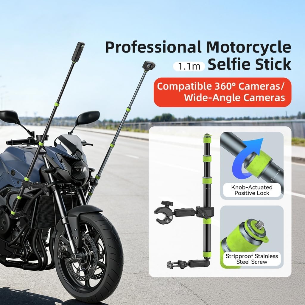 Powerful Motorcycle Camera Holder Offering Adjustable Length for Clear Video