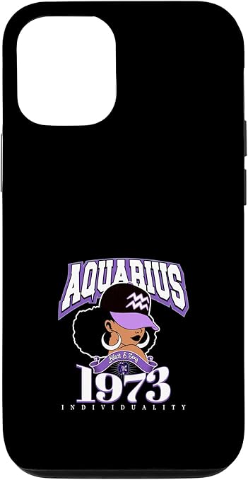 Aquarius 1973 Astro Year Melanated Queen Afro Goddess Case for iPhone 12/12 Pro