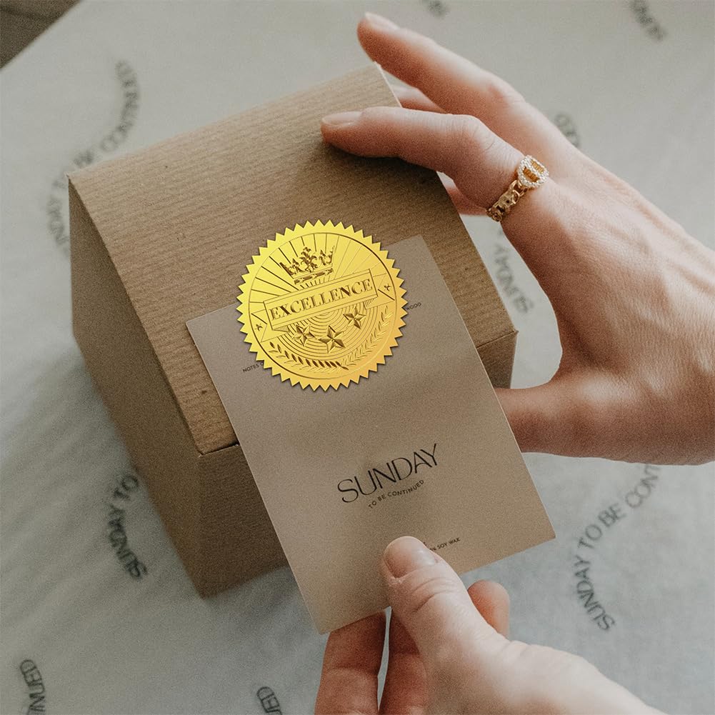 CHGCRAFT 100 Pezzi Certificato di eccellenza d'oro sigillo adesivo autoadesivo Foil etichette in rilievo adesivi per la cerimonia di laurea azienda celebrazione medaglia decorazione certificato premi