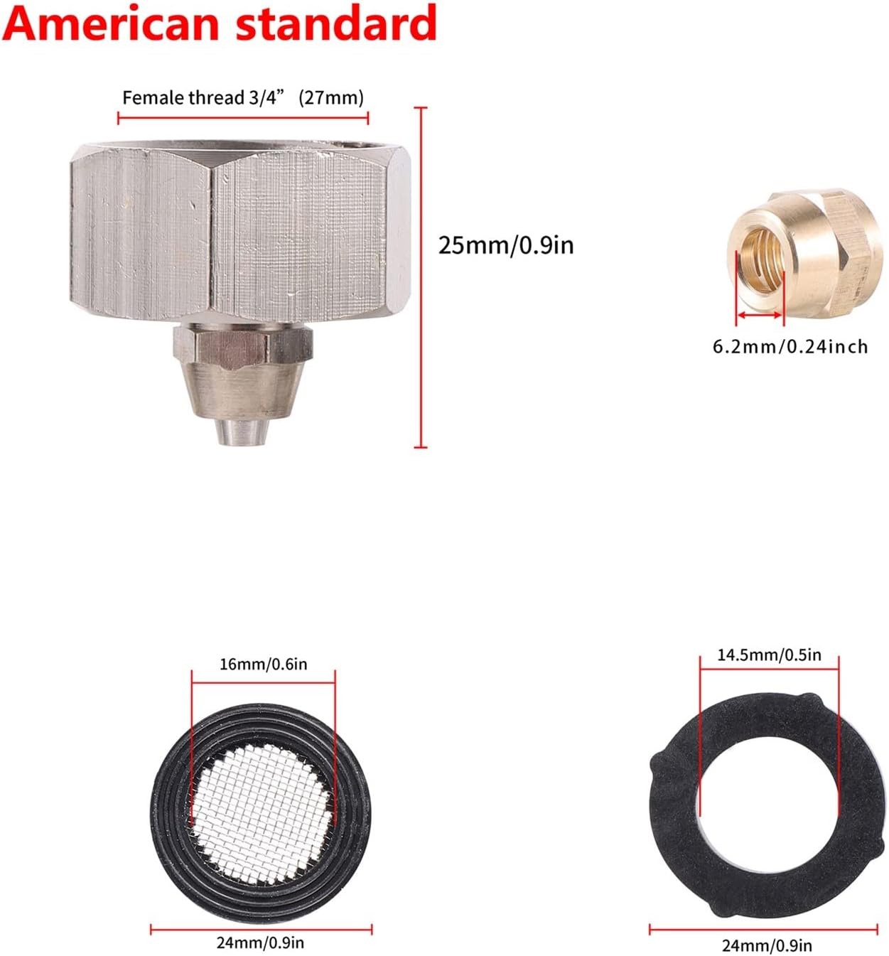 Utility Connector Adapter Hose Connector Adapter G3/4" Conversion 1/4" Tulocking Connector Us/Eu Thread Standard Optional Purifier Irrigation Distribution Metal Fittings/Eu Female Thread