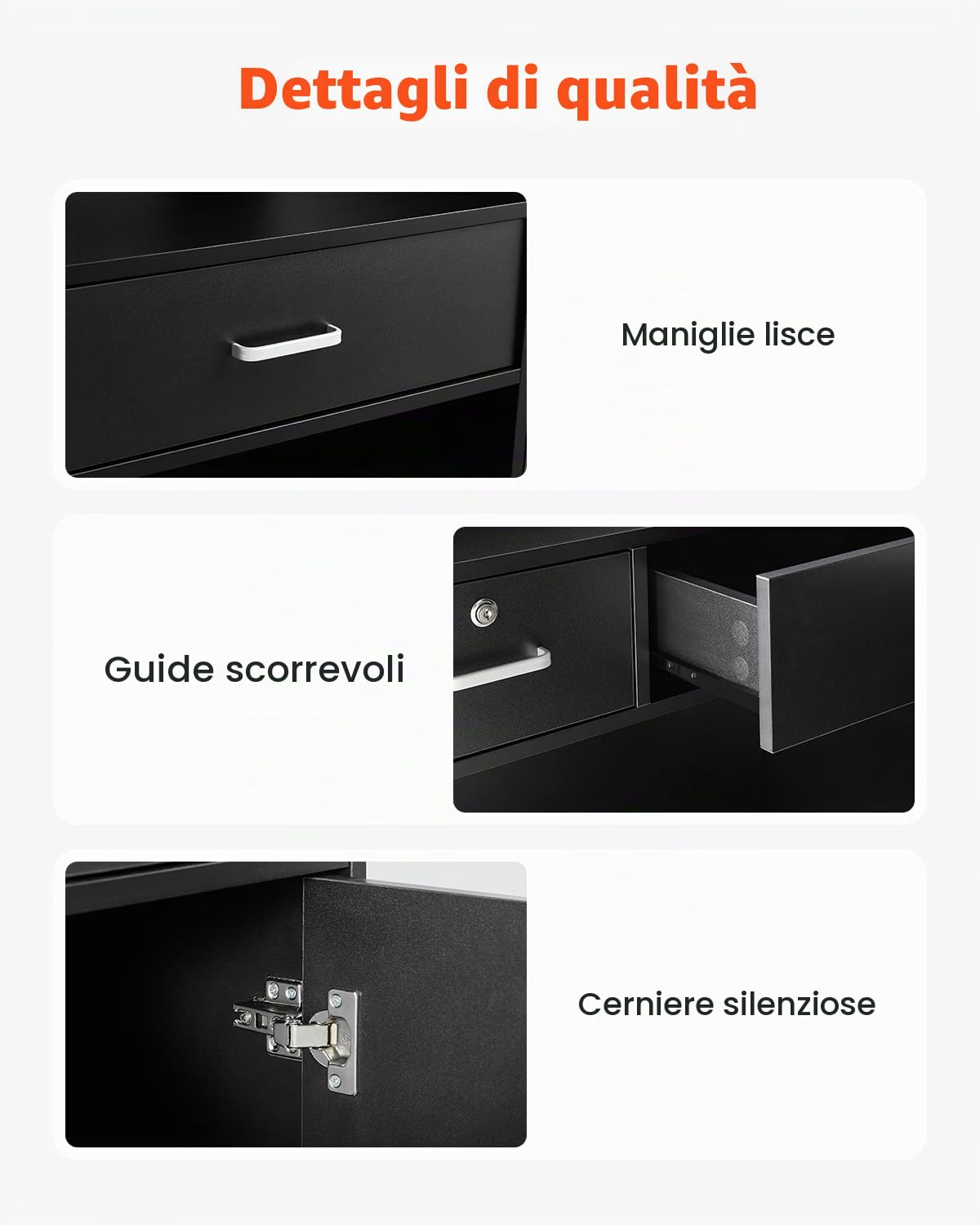 VEVOR Banco Reception 1200 x 480 x 1100 mm Tavolo da Banco Rettangolare, Tavolo di Vendita per Ufficio con Cassetto Chiudibile a Chiave e Armadietto Portaoggetti, per Cassa, Salone di Bellezza, Nero