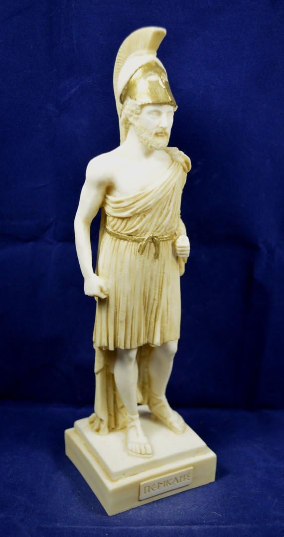 Estia Creations Ancient Greek Pericles Sculpture Alabaster Patina Aged Statue Artifact