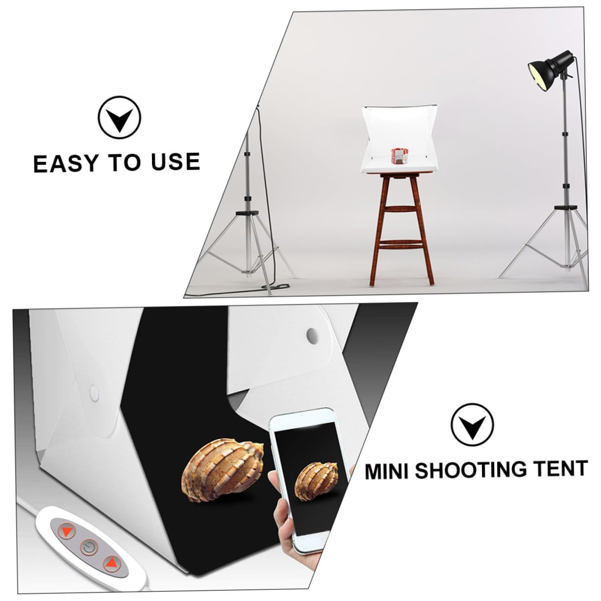 TEHAUX Mini Boîte Photo Portable Fond Photographique Blanc en PVC et Polyester Tente de Photo Pliable 40cm Lumière LED Intégrée pour Gadgets et Chaussures
