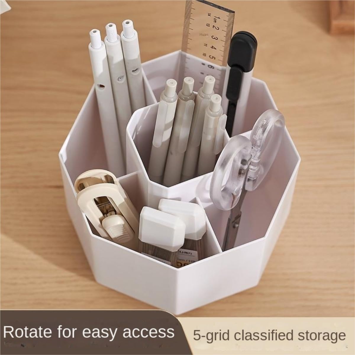 Stifteköcher Stifte Halter Multifunktionaler Stifthalter mit 5 Fächern, um 360° drehbar, Schreibtisch-Organizer, Büro-Aufbewahrung Schreibtisch-Organizer