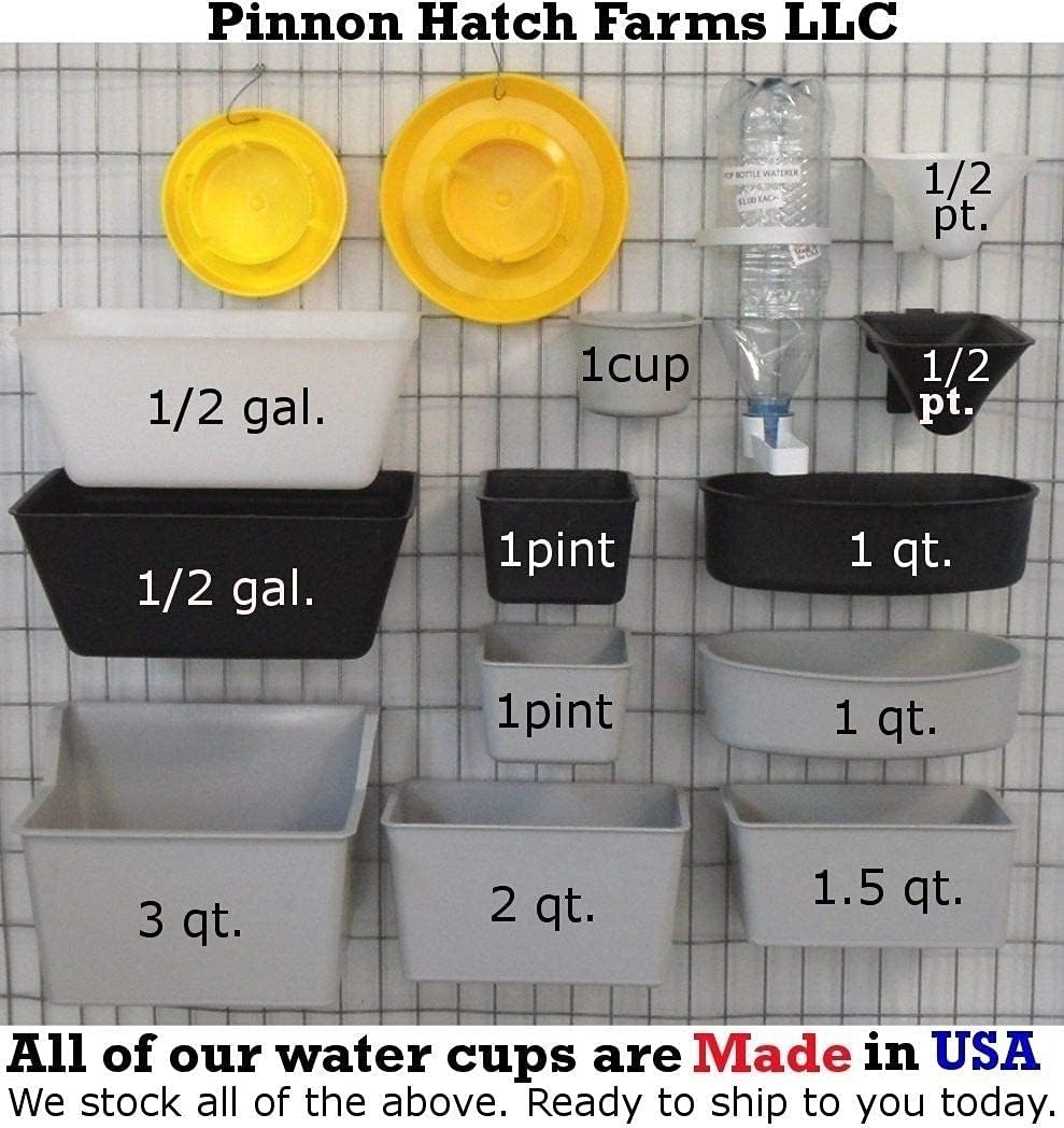 1 Case (100pcs) Black 1 Quart / 32 fl oz Hanging Feed & Water Cage Cups Poultry Chicken