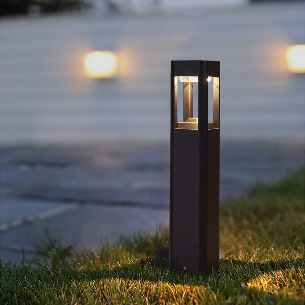 Landscape Pathway Lights For Outdoor Waterproof LED Landscape Lighting Modern Cast-Aluminum Landscape Path Lights With 3000K Exterior Pedestal Bollard Lighting For Yard Garden Walkway Lawn Lanterns