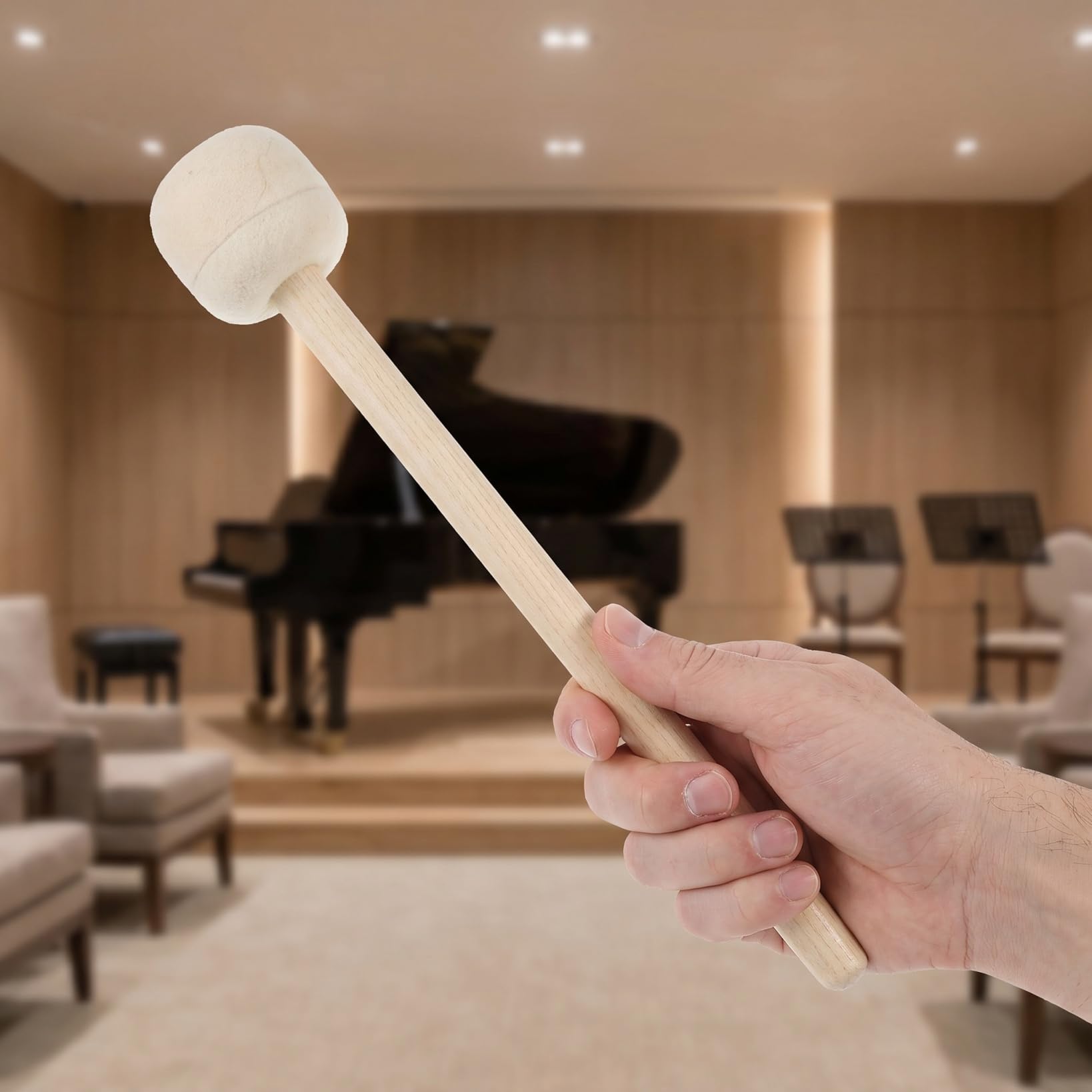 Toyvian 2 pezzi Mazzetto di grande cassa in legno con testa in feltro di lana bacchette per tamburo percussione accessorio pratico per principianti e musicisti