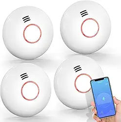 Jemay Alarme de fumaça Wi-Fi recebe alertas com aplicativo, detector de fumaça inteligente sem fio com função de autoverificação, alarme de incêndio com sensor fotoelétrico, bateria substituível, WiFi