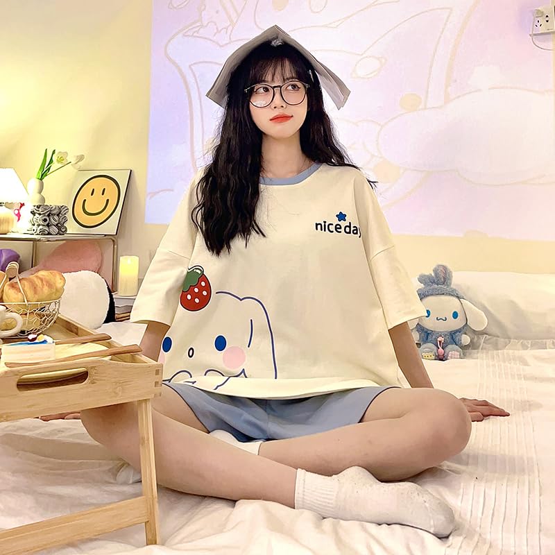 Image of KSHS Women Cotton Night Suit Top & Shorts Set | Loose Fit Printed Nightwear Co Ord Set Stylish Western | Soft Breathable Sleepwear Shorts with Pocket for Women