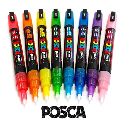 Buy POSCA Colouring PC3ML Full Range of 8 Glitter Paint Markers in