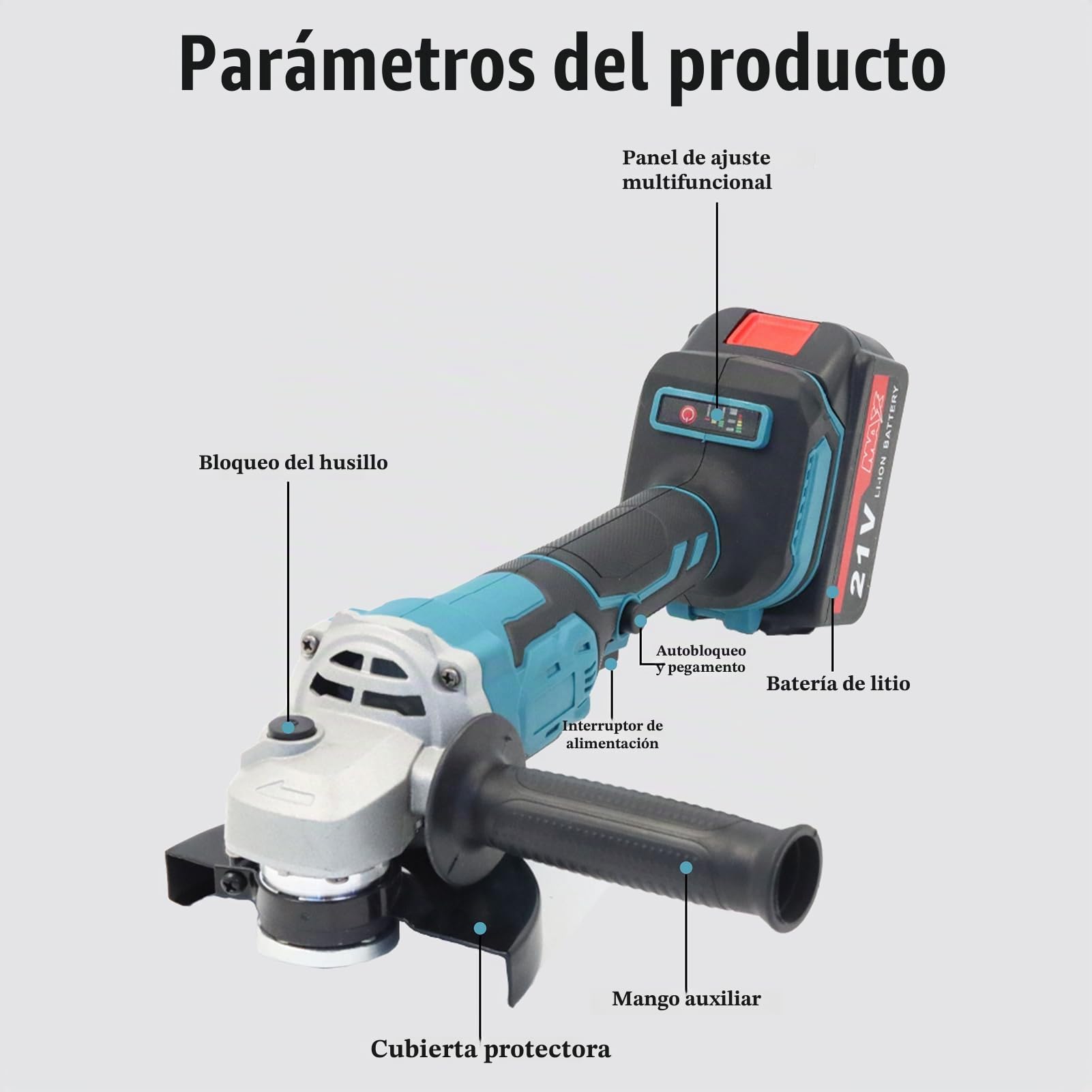 21V 125mm Amoladora Bateria, Amoladora Angular, Motor sin Escobillas