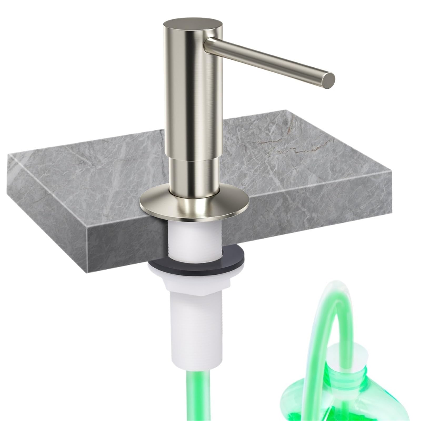 Dispenser per sapone da cucina Dispenser di sapone in ottone con kit tubo prolunga detersivo for liquido in nichel spazzolato for lavello della cucina Bagno per lavello