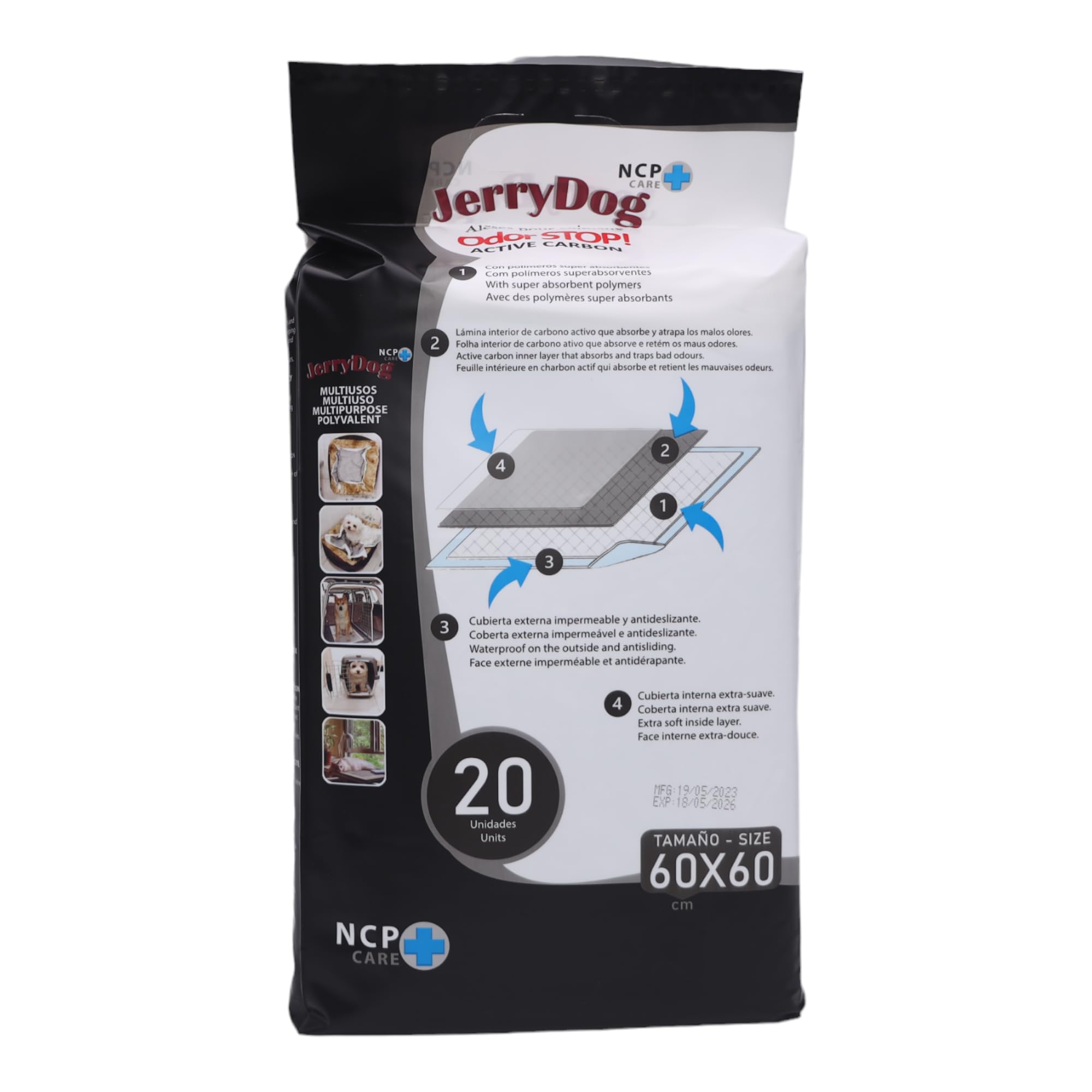 Pack 6 Bolsas Empapadores con Carbón Activo para Animales Perros y Gatos (Total 120 Unidades) 60 x 60cm Con Polímeros Super Absorbentes Alfombrilla desechable higiénica de Entrenamiento Atrapa Los Mal
