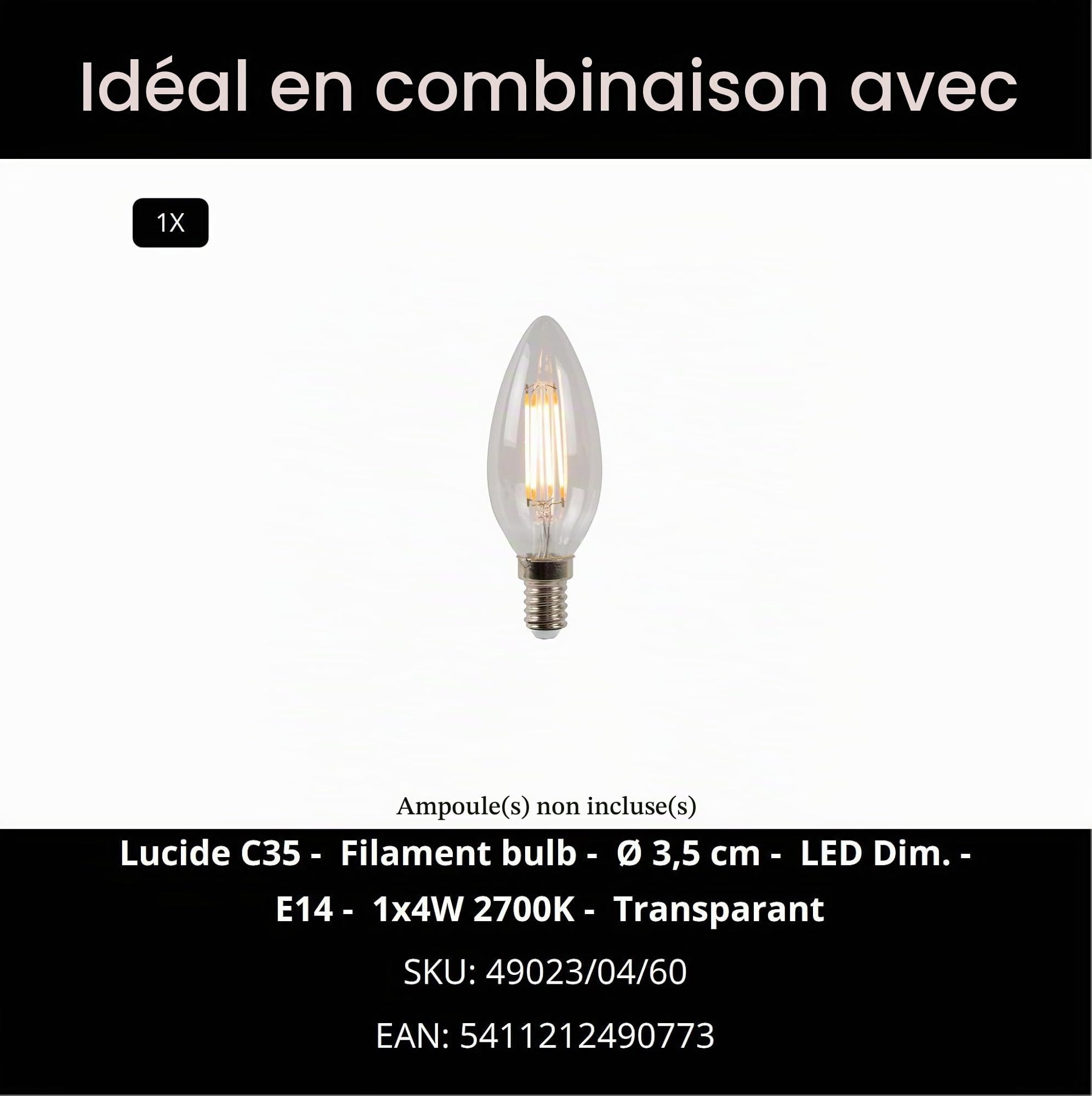LUCIDE FLORES - Lampe de table - Ø 17,5 cm - 1xE14 - Blanc