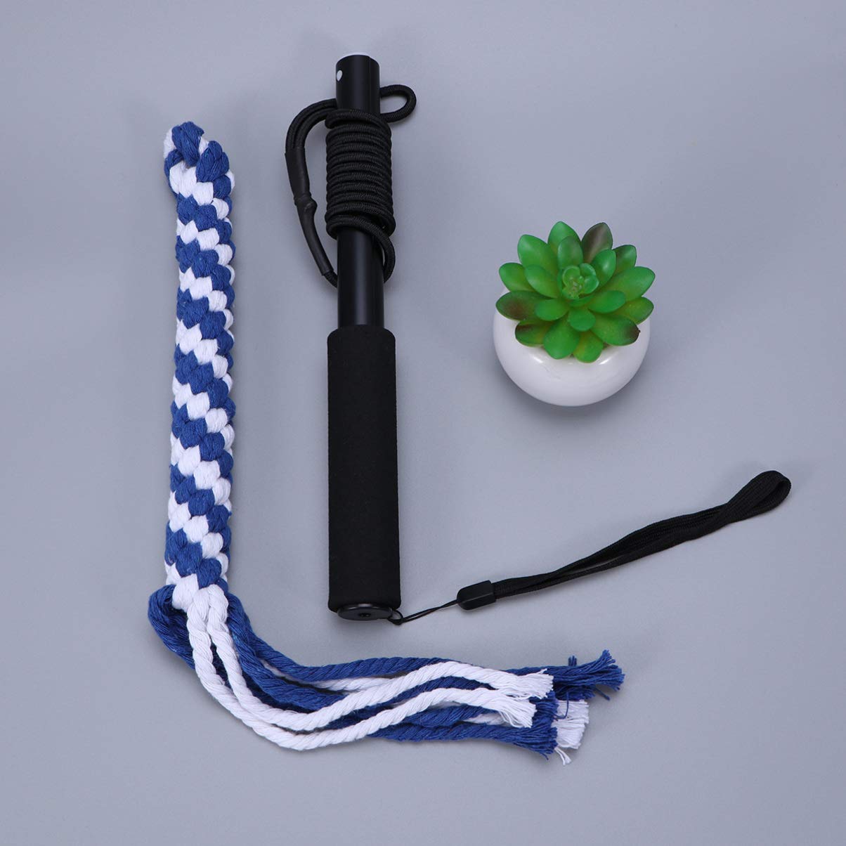 Yardwe Bastone Interattivo Estensibile per Cani, Gioco di Inseguimento | Alluminio e Corda in Nylon-cotone, Nero, Dimensione S, per Esercizio Mentale e Anti-graffio