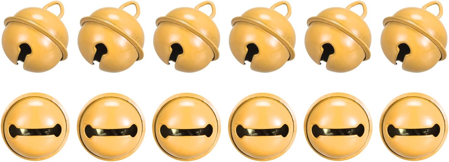 sourcing map Jingle Bells, 22mm 12pcs Craft Bells for DIY Holiday Decoration, Musical Party, Home, Festival, Wedding, Yellow