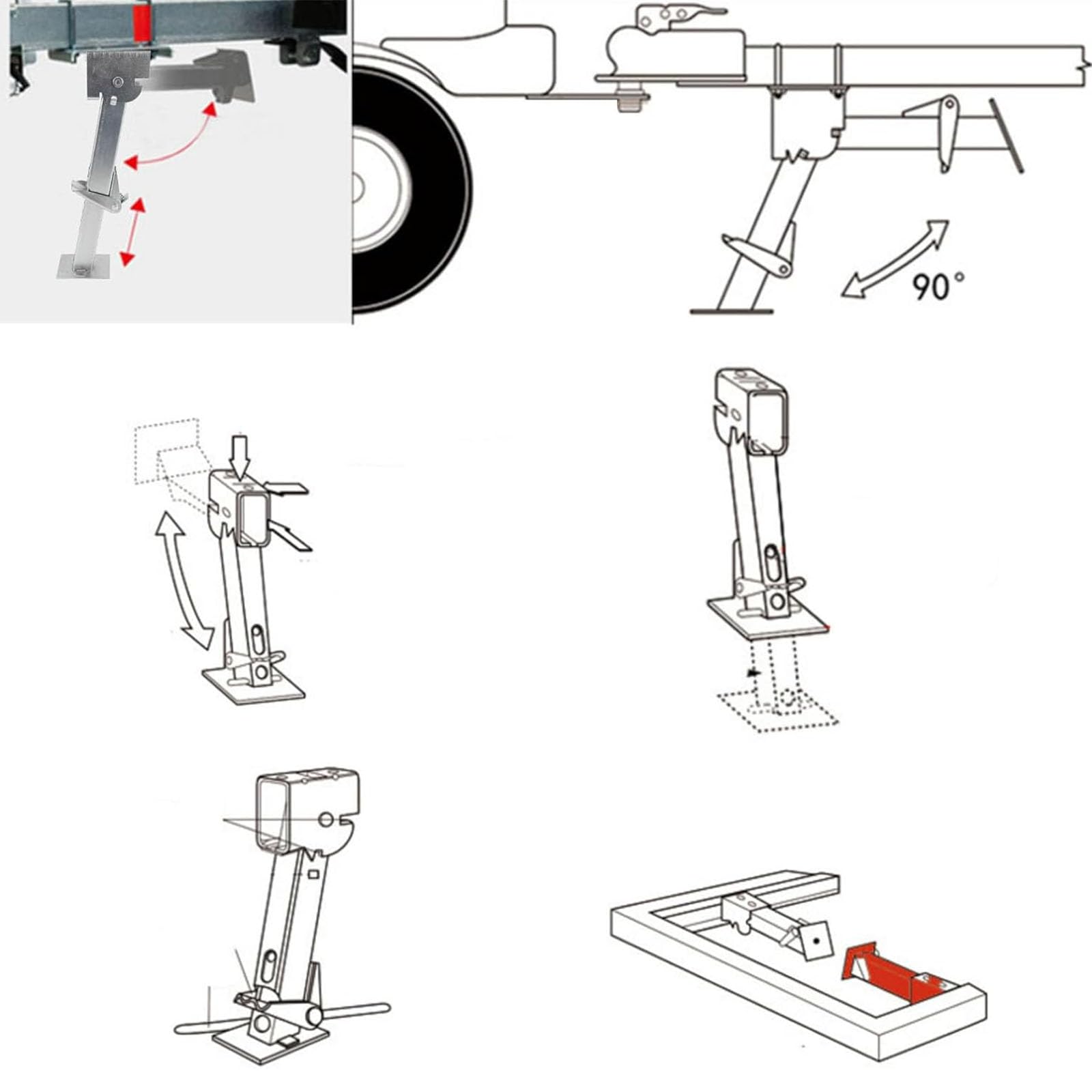 3 patas plegables para autocaravana, estabilizador ajustable resistente de 12 a 18 pulgadas para remolques, patas estabilizadoras de construcción de acero galvanizado
