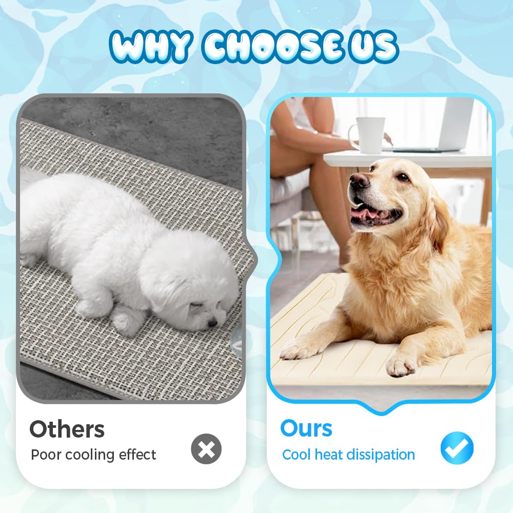 Tapis rafraîchissant pour chien, tapis rafraîchissant amélioré pour chiens, lit respirant pour chien avec design antidérapant, tapis frais durable pour chats et chats, lavable en été, tapis de