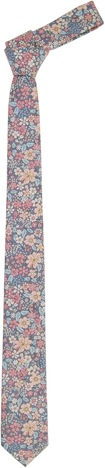 Men's Cotton Floral Skinny Necktie Tie - Image 3