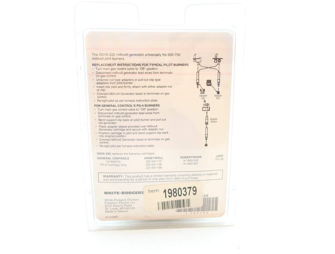 WHITE RODGERS GO1A-332 G01A-332 MILLIVOLT Generator 36IN 750MV