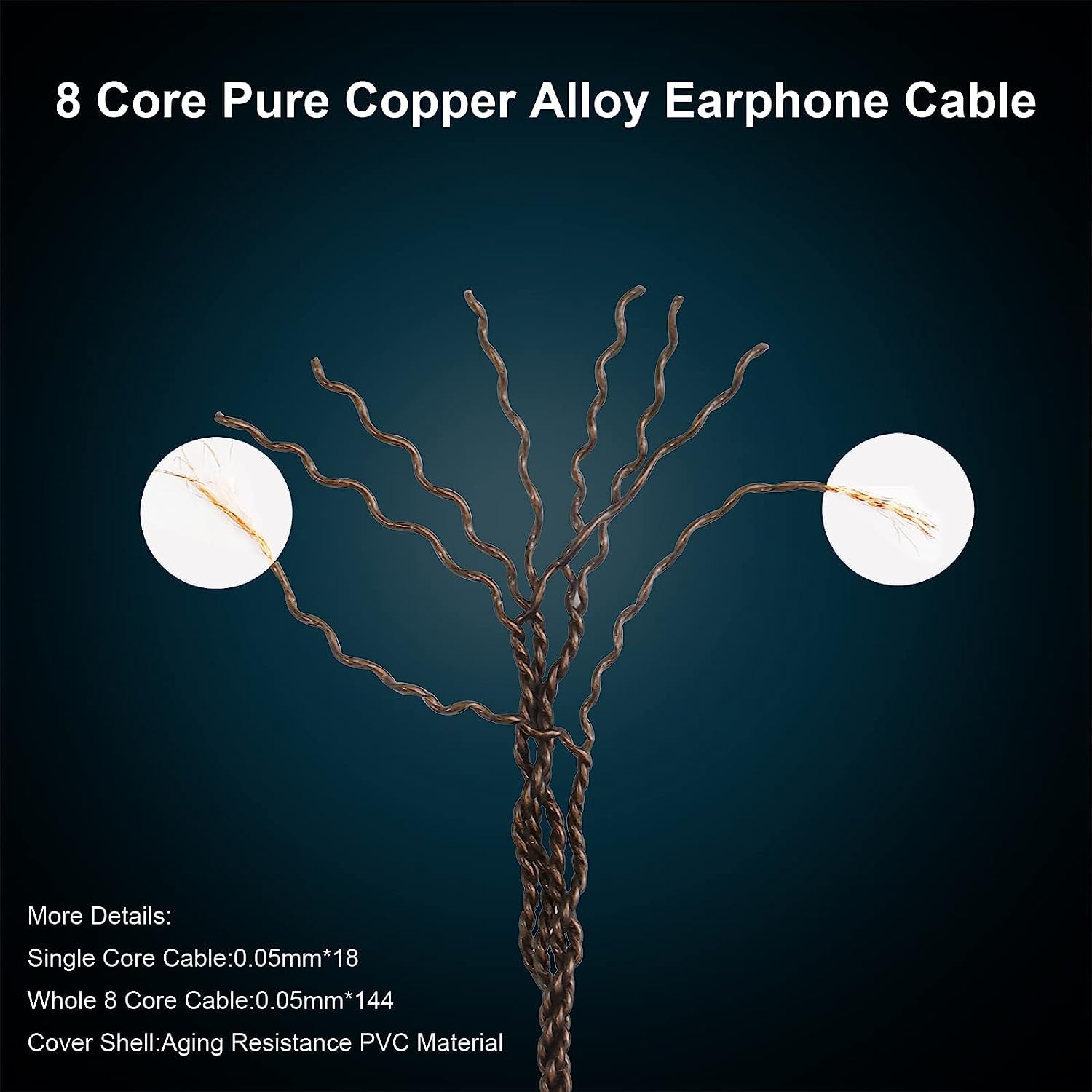 OKCSC ZT8 - Cavo doppio per cuffie da 3,5 mm a 3,5 mm per cuffie Hifiman Sundara/ANANDA-BTHE4XX/HE-400i/560/OneOdio Pro-10,8 Core OFC 3,5 mm, cavo di prolunga aux per cuffie AGPTEK HA1/FiiO