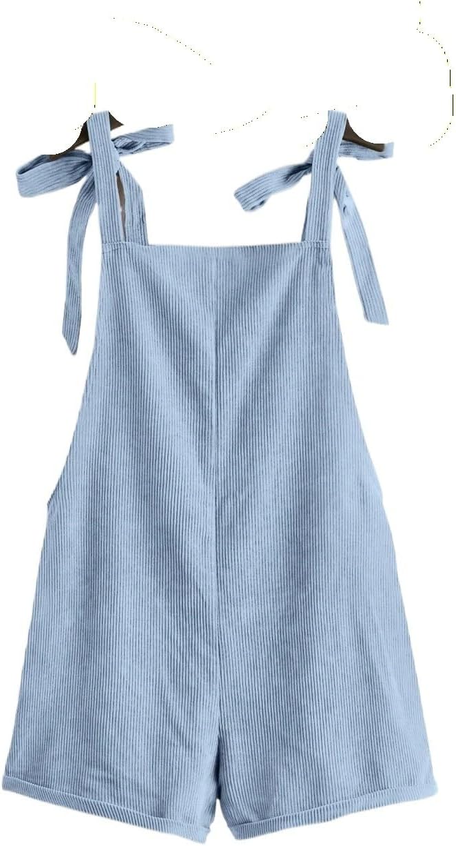 Rompers for Women Summer 2026 Knot Shoulder Patch Pocket Roll Hem Romper