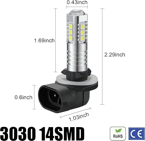 Vista 35 de Bombillas LED antiniebla superbrillantes de 3000 lm H8 H11, bombillas DRL de alta potencia 3030 chips con lente de proyector de repuesto