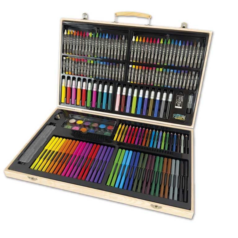 TACHAN - Maletín artístico 180 piezas para niños - Set Creativo con Rotuladores, Lápices, Ceras, Acuarelas y Accesorios - Estuche madera - 48,5 × 31,5 × 4,6 cm (CPA Toy Group 703T01069)