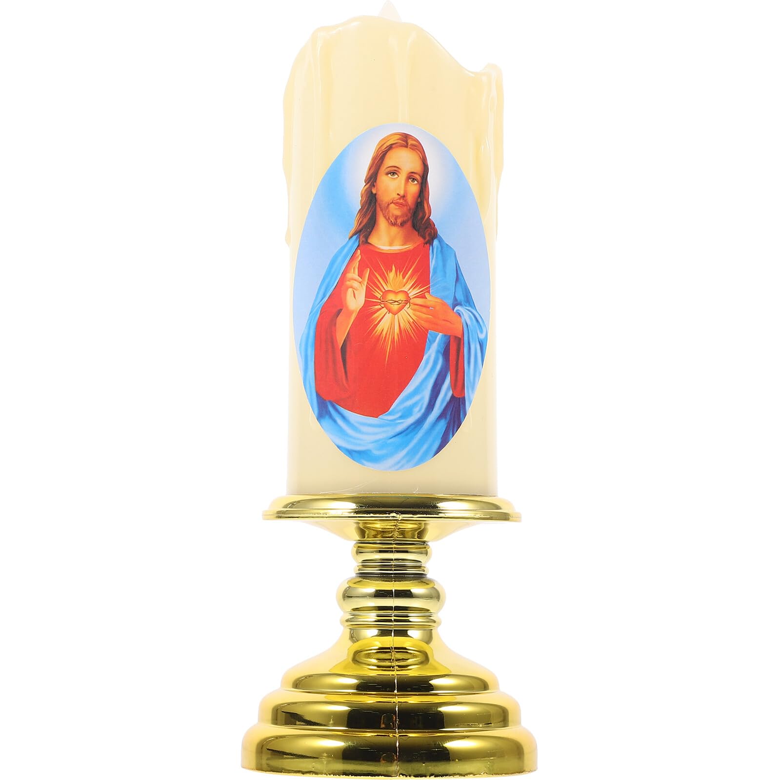 Vela LED reutilizable de Jesús con cuerpo transparente y luz cálida para ambientes sagrados 8