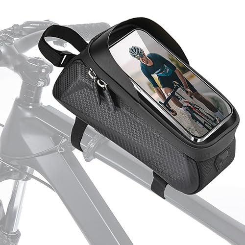 XDGDHSH Bike Frame Bag for Bianchi All-Road, Bike Handlebar Bag, Bicycle Top Tube Bag with TPU Touch Screen Phone Holder, Bicycle Accessories Pouch, for Road Mountain Bikes,A