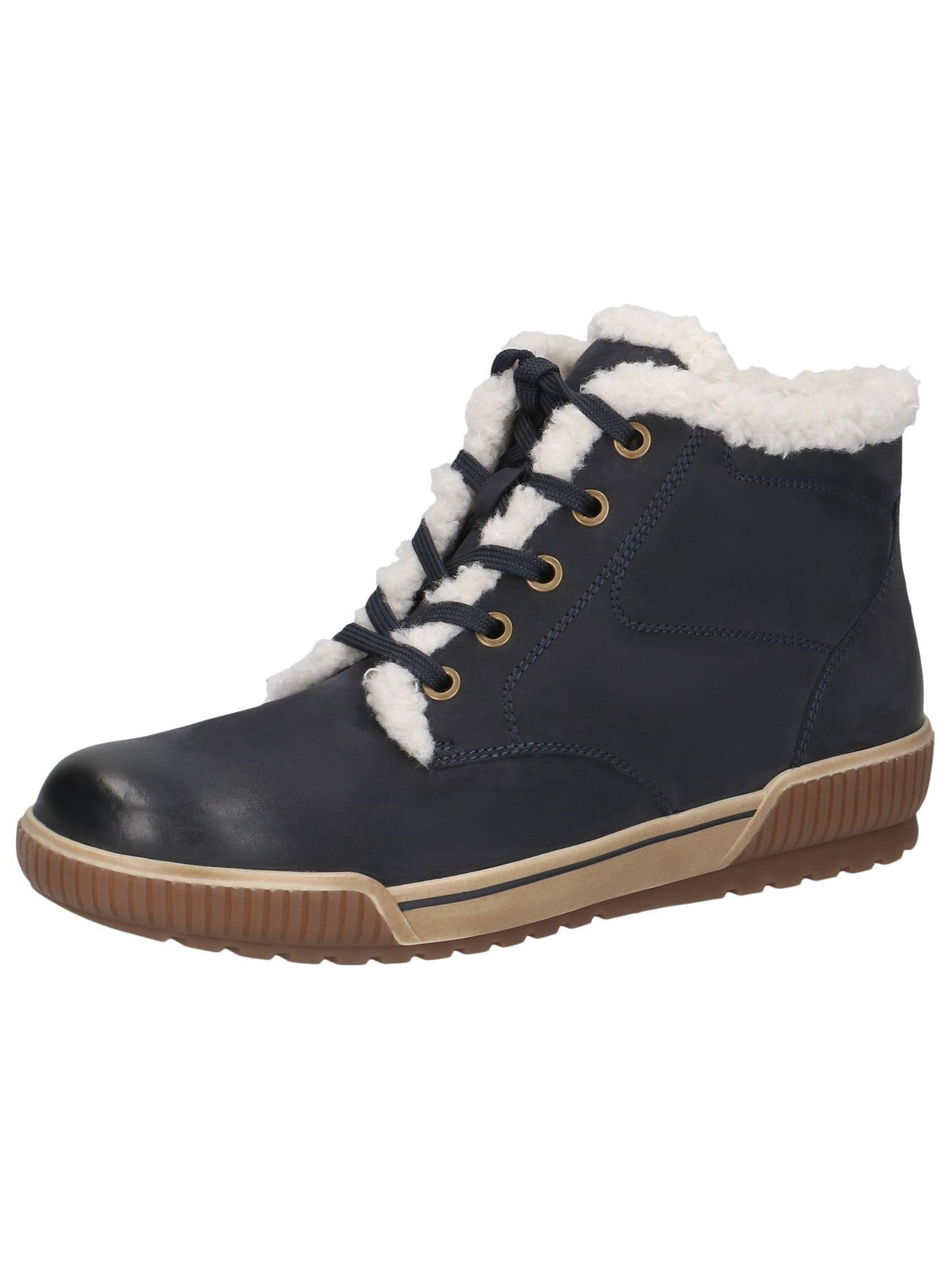 CAPRICE Women's high-top sneakers lined lace-up comfortable, Blue (Ocean Nubuc), 3.5 UK