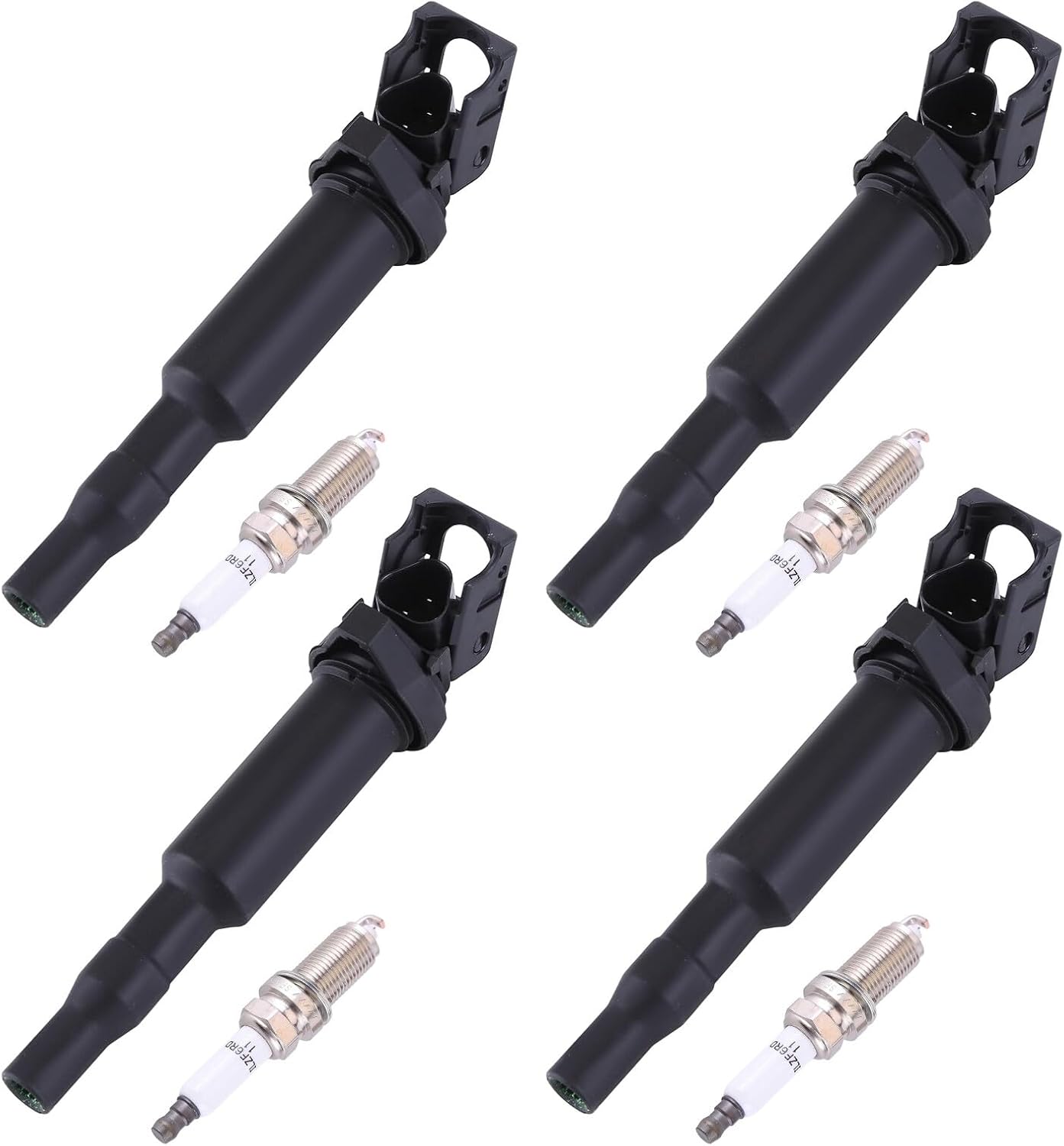 Set of 4 Ignition Coils & Spark Plugs UF592, Ignition Coil Pack 0221504470 FR7NPP332 fit for BMW 128i 328i 328i xDrive 328xi 330i 330xi 525i 525xi 530i 530xi 528i 528i xDrive 528xi