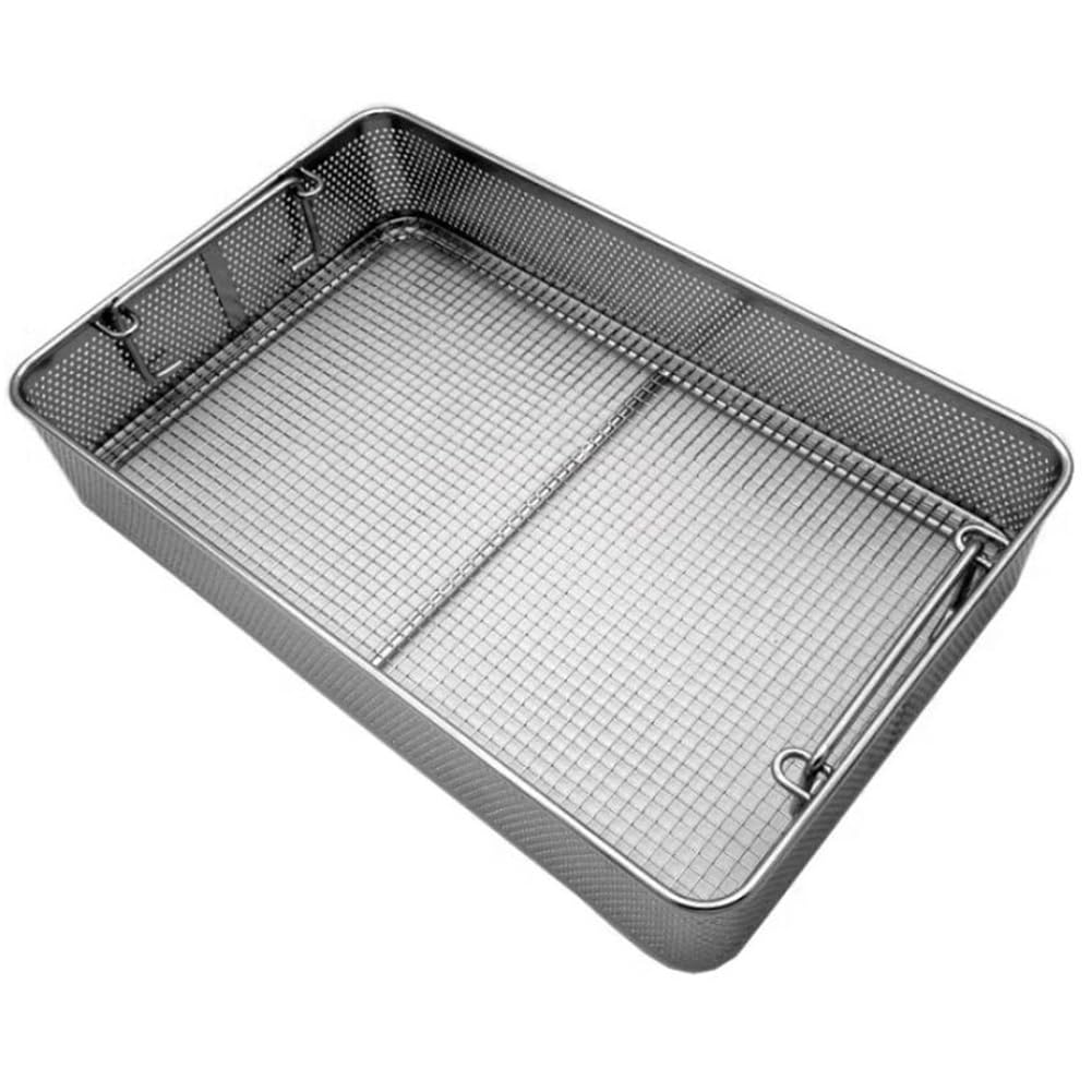 Cesta de esterilización, bandeja de limpieza de instrumentos médicos de acero inoxidable 304 con alfombrilla de silicona para desinfección y esterilización, duradera y versátil