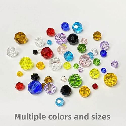 Miniatura 9 de Jmassyang 100 cuentas de cristal redondas facetadas de 0.315in para hacer joyas, pulseras, collares, aretes, campanillas de viento (rojo)