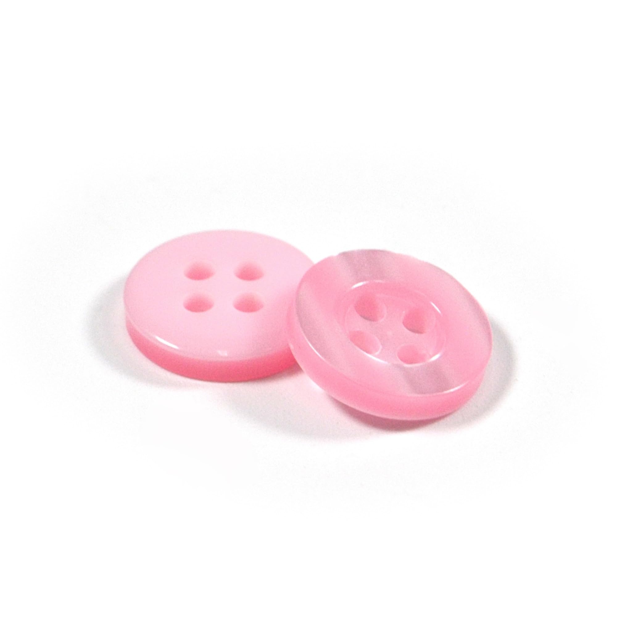11mm Round Sew On Plastic Buttons for Shirts & Blouses - Pearlescent, Flat with 4 Holes, 18L - Pack of 20 - Pale Pink - Image 2