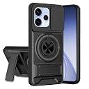 AELVOUX Oppo Reno 15 5G Back Cover | Armor Camera Slider 360 Degree Rotating Finger Ring Holder Case with Bracket Stand Back Case Cover (Compatible with MagSafe Accessories) (Black) gallery image